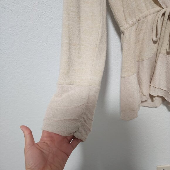 Anthropologie Cardigan Sweater Cream Tie Wrap Size Large Minimalist - Picture 4 of 7